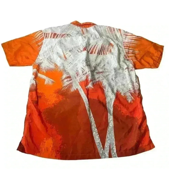 Vintage Y2K Mossimo Men’s M Orange Palm Tree Print Gorpcore Streetwear Button Up - Picture 2 of 7